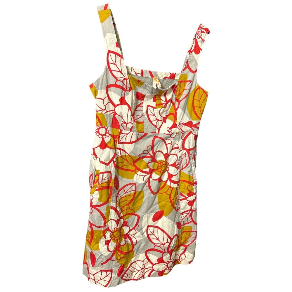 Anthropologie Maeve Women’s Floral Retro Babydoll Dress Pockets Cotton Size 8